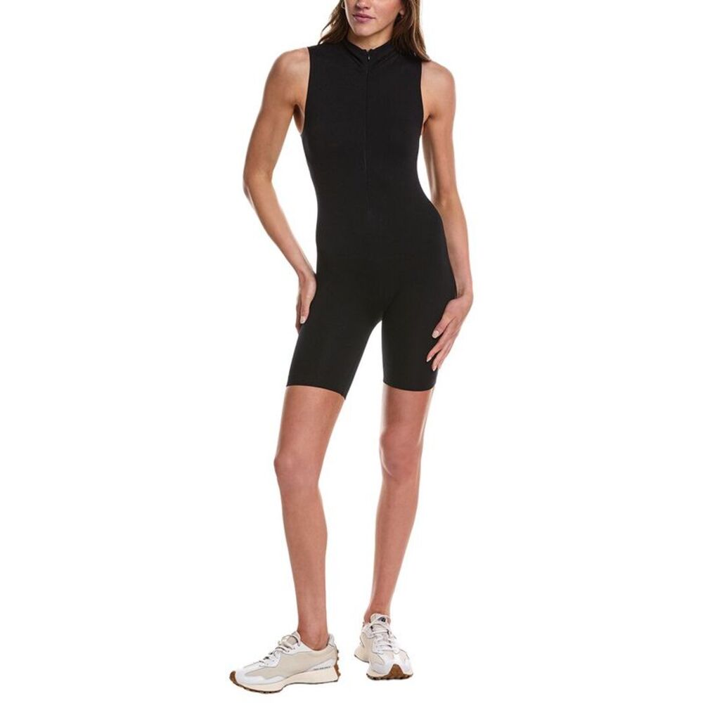 Marion Womens  6In Rib Seamless Basic Romper, Black